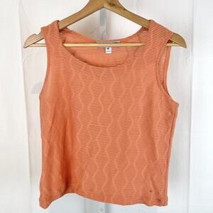 ANDRIA LIEU COLLECTION USA M Textured Tank Top Sleeveless Shell Shirt Orange